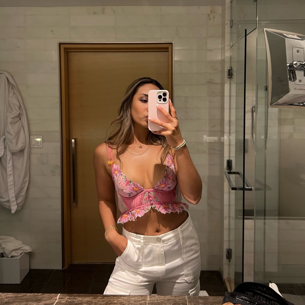 FLL Pink Floral Bustier Top